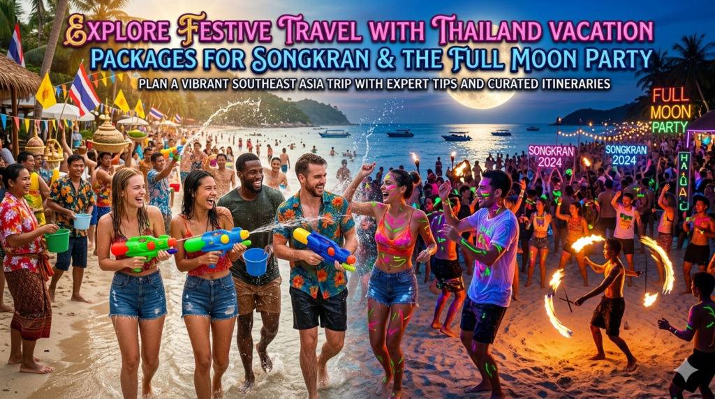 Explore festive travel with Thailand vacation packages for Songkran and the Full Moon Party. Plan a vibrant Southeast Asia trip with expert tips and curated itineraries.