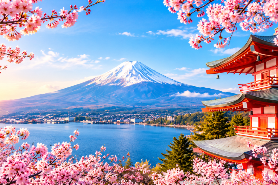 Japan cherry blossom tour with Mount Fuji